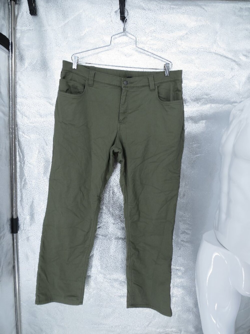 Carhartt Fleece Lined Pants Green 38x30 Mens Insulated Workwear Cargo Relaxed